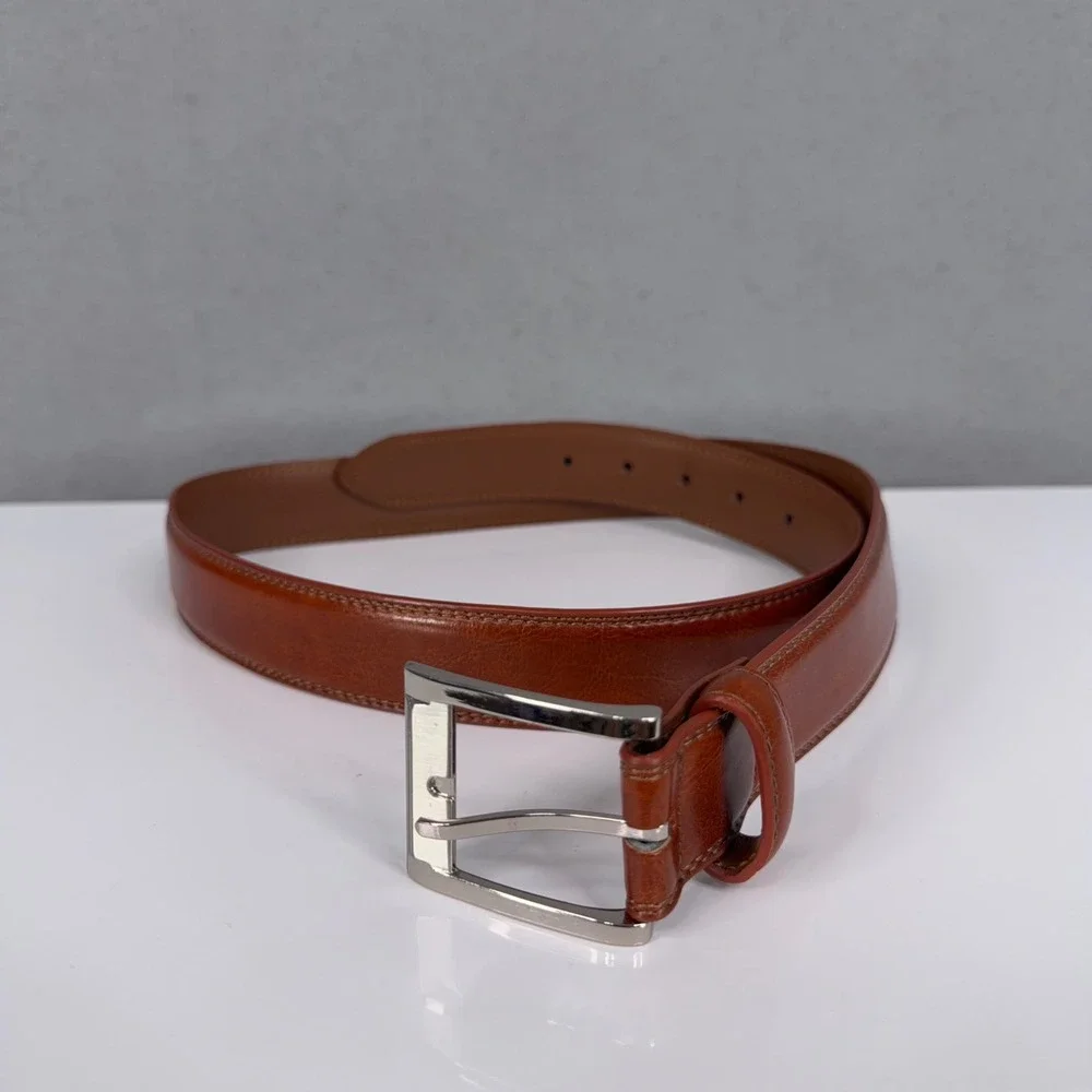 Bosca Leather Belt Mens 36 Brown Classic Dress Professional